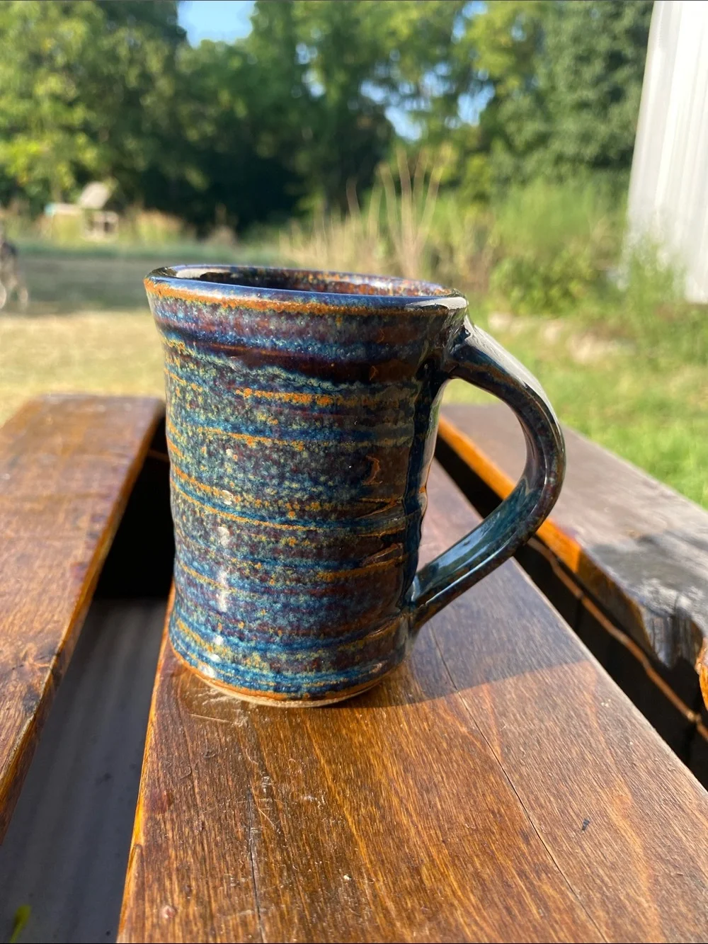 Handmade Blue Speckled Ceramic Espresso Mug 3.5
